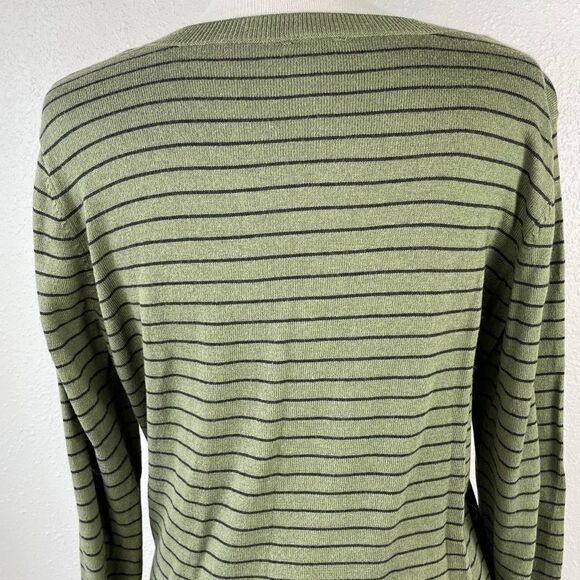 Worthington Green Striped V Neck Sweater EUC - Picture 6 of 8